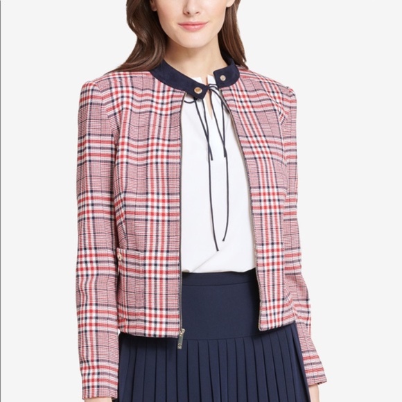 Tommy Hilfiger Plaid Zip-Up Jacket S/M - Picture 1 of 15